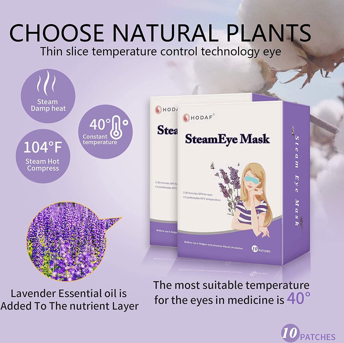 Stoom Oogmasker | Slaapmasker | 10 Stuks Oogmasker Vermoeide Ogen | Geurvrij | Comfortabel Oogmasker | Verwarmend Oogmasker | Gezichtsmasker | Steam Eye Mask | Slaaphulpmiddel | Oogmasker | Lavendel 10 stuks