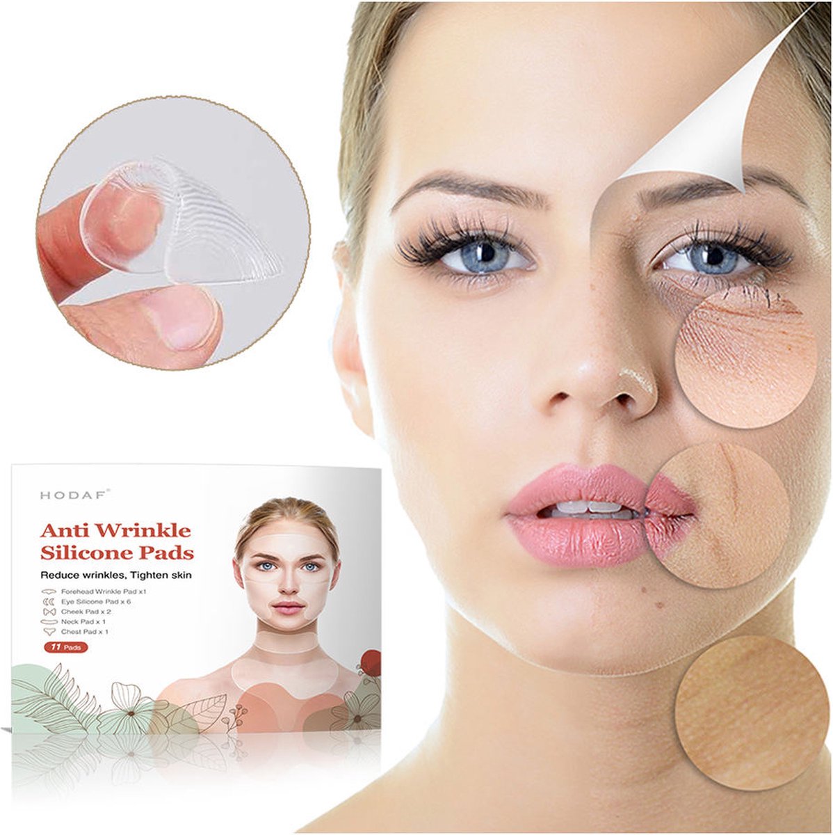 HODAF Complete Set Anti Rimpel Beauty Pads 11 STUKS tegen Lijntjes en Rimpels