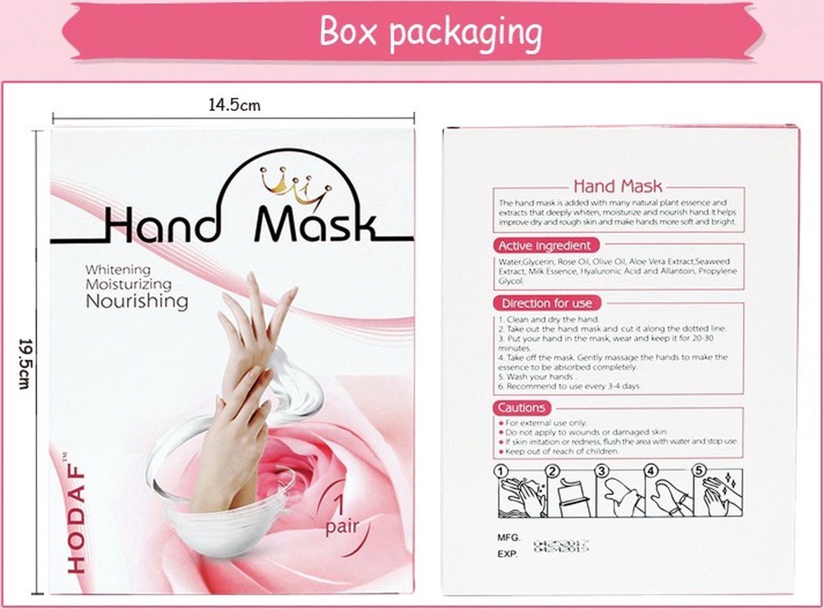 HODAF Hand Mask | Handmasker | Droge handen | Verzorgend | Kalmerend | Herstellend | Handverzorging | Handschoenen winter | Handcream | Reparative Handcream | 2 stuks (1 paar) | Winterhanden